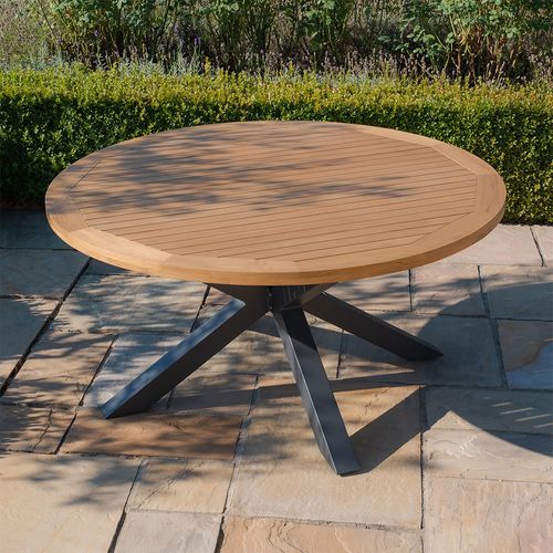 Jakarta Garden Teak Round Dining Table - 8 Seater - 150cm - Charcoal