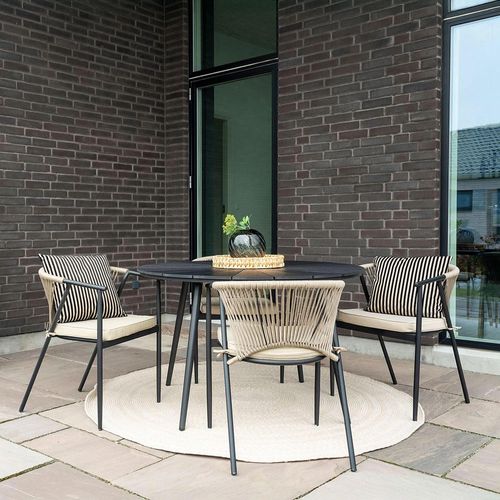 Atlanta Round Garden Dining Table - 4 Seater - Black - Wood - 120cm