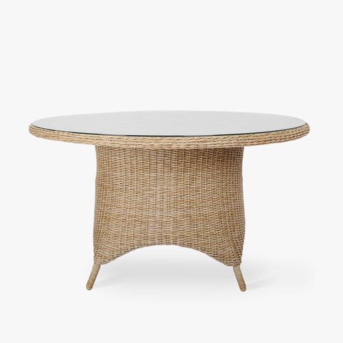 Brayford Outdoor Round Dining Table Large Natural Rattan