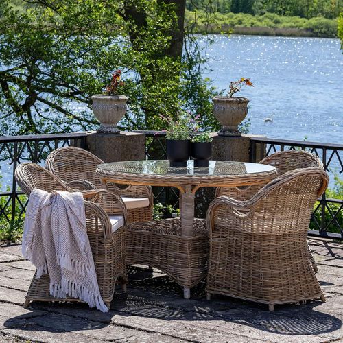 Larisa Garden Dining Table - 4 Seater - Round - Kubu Rattan - 120cm