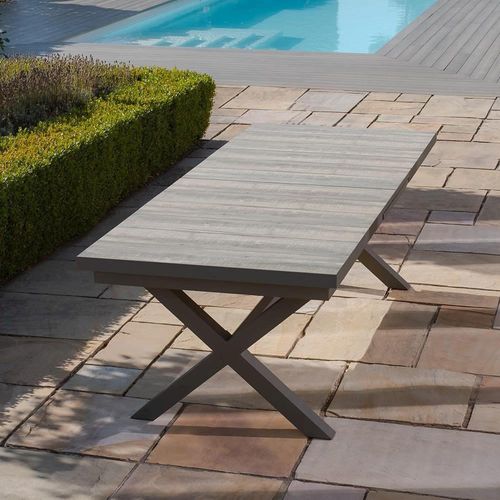 Vienna Garden Extending Dining Table - 6-10 Seater - 242cm-303.5cm - Charcoal