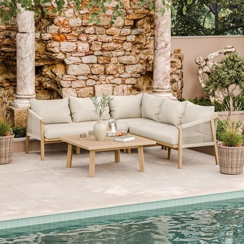 Roma Garden Corner Lounge Set - 5 Seater - Square Coffee Table