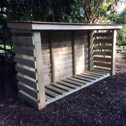 Churnet Valley Heavy Duty Redwood Slatted Garden Log Store 4x6