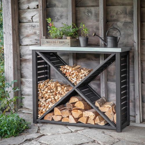 Moreton Outdoor Black Cross Log Store Large