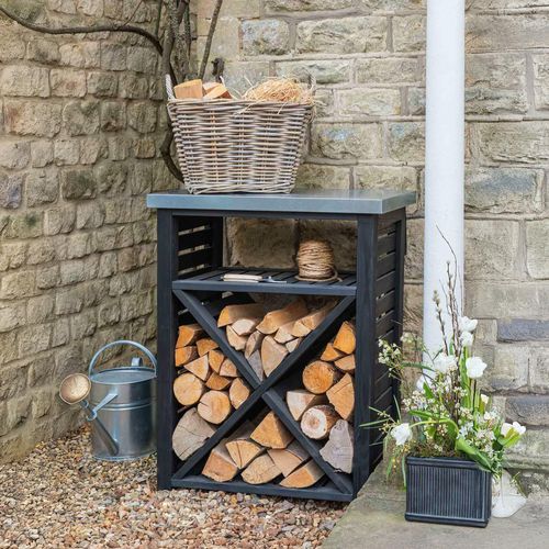 Moreton Outdoor Black Cross Log Store Small
