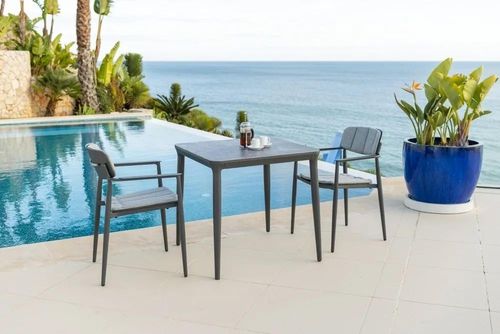 2 x Alexander Rose Rimini Grey Stacking Garden Dining Armchair
