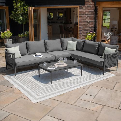 Milan Large Corner Garden Sofa Set - with Coffee Table - Charcoal