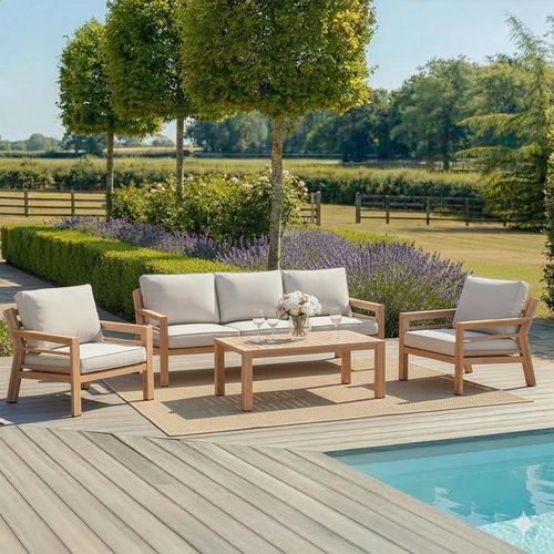 New York Garden Sofa Set - 3 Seater - with Coffee Table - Wood