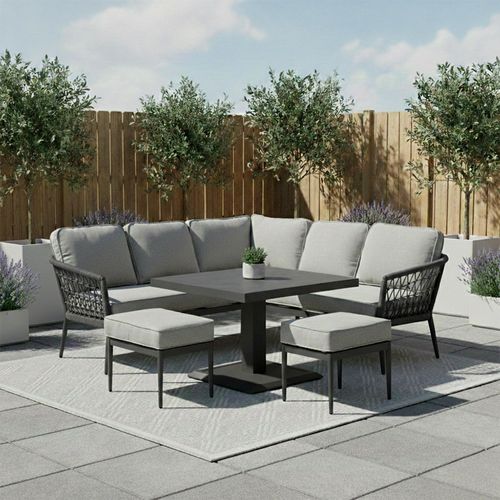 Monaco Square Corner Garden Dining Set - Rising Table - Ivy Green