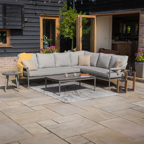 Florence Large Corner Garden Sofa Set - with Coffee Table - Cool Linen