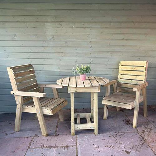 Churnet Valley Clover Redwood 2 Seater Round Garden Bistro Set