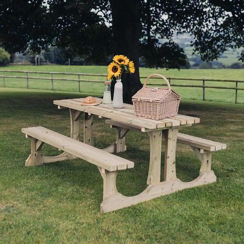 Churnet Valley Lunar Redwood Garden Picnic Table - 150cm