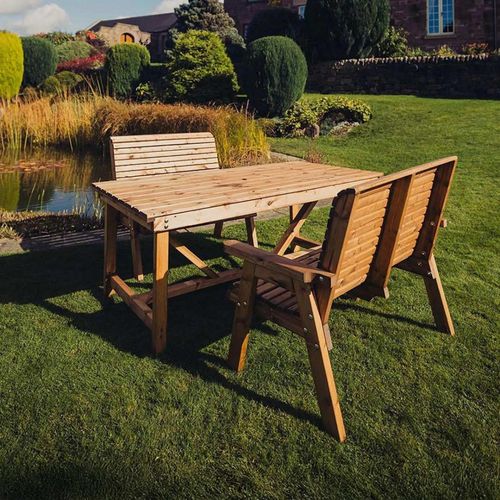 Churnet Valley Redwood 4 Seater Garden Dining Set with 2 Benches