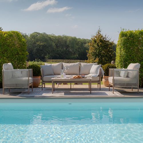 Havana Garden Sofa Set - 3 Seater - with Coffee Table - Natural Linen