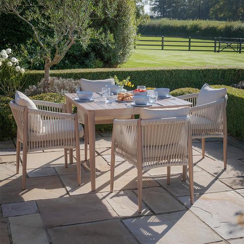 Havana Square Garden Dining Set - 4 Seater - 100cm - Natural Linen