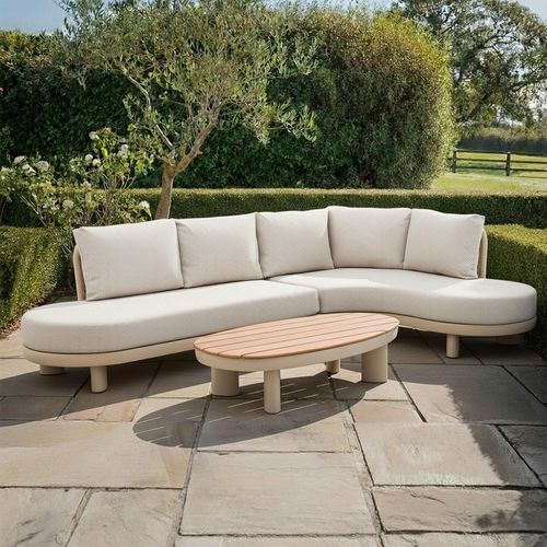 Sicily Curve Corner Garden Sofa Set - with Coffee Table - Latte