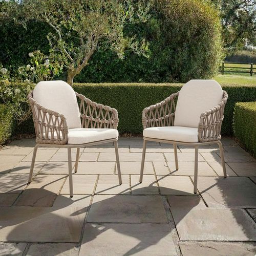 Sicily Garden Rope Dining Chairs - Set of 2 - Cafe Latte