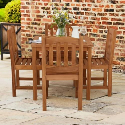 Marbrook Outdoor Teak Table 80cm x 80cm and 4 Malvern Chairs