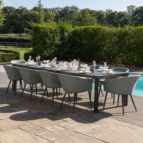 Ambition Garden Extending Dining Set - 10 Seater - Ceramic Top - Zinc Grey
