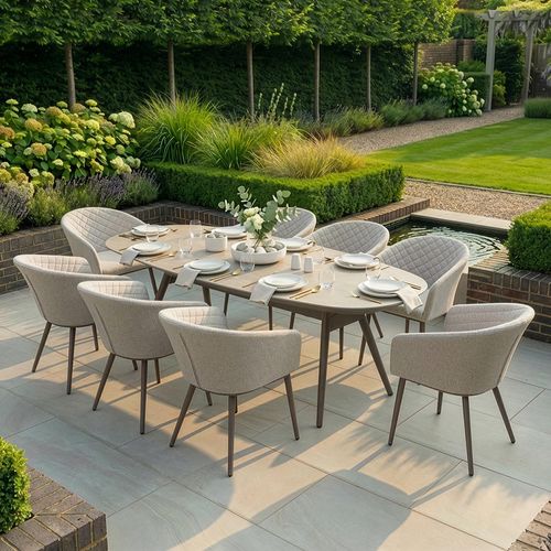 Ambition Oval Garden Dining Set - 8 Seater - 230cm - Ceramic Top - Latte