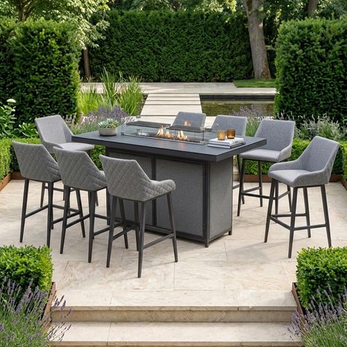 Regal Garden Fire Pit Bar Set - 8 Seater - Zinc Grey
