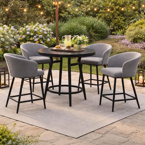 Zen Garden Bar Set - 4 Seater - Zinc Grey