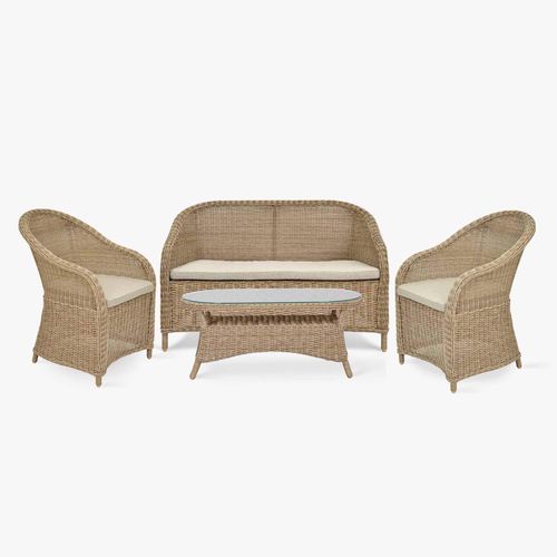 Brayford Outdoor Bench Set Natural Rattan