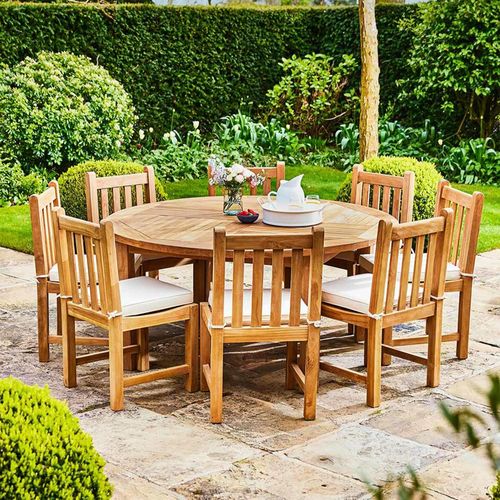 Churn Outdoor Teak Table 160cm and 8 Grisdale Chairs