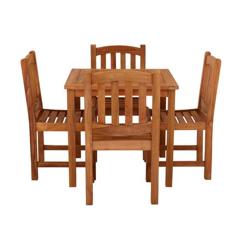 Marbrook Outdoor Teak Table 80cm x 80cm and 4 Malvern Chairs