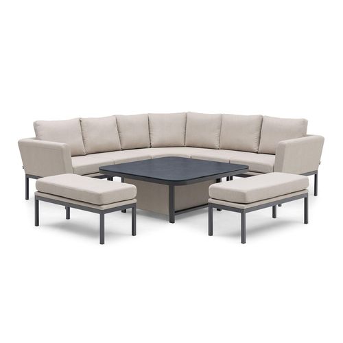 Pulse Deluxe Corner Garden Dining Set - Square - Rising Table - Oatmeal