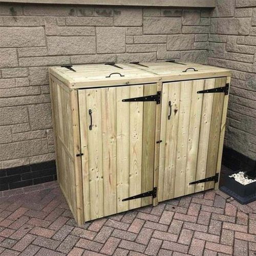 Churnet Valley Timber Wood Garden Double Bin Store