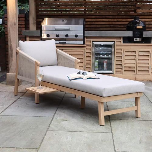 Roma Garden Sun Lounger - Pull-Out Side Table