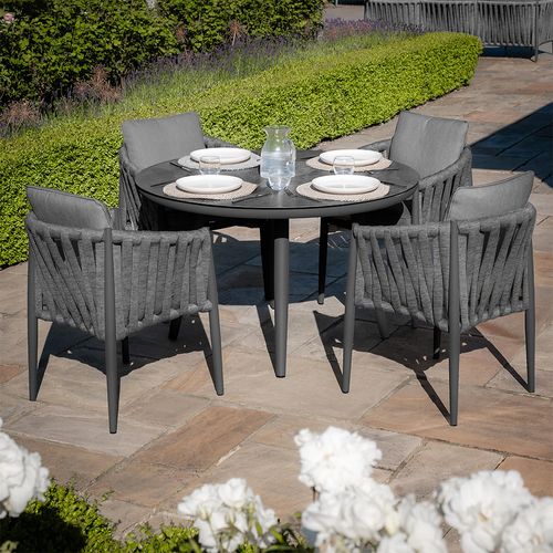 Milan Round Garden Dining Set - 4 Seater - 120cm - Charcoal
