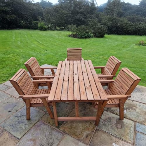 Churnet Valley Redwood Garden Table Set with 5 Chairs