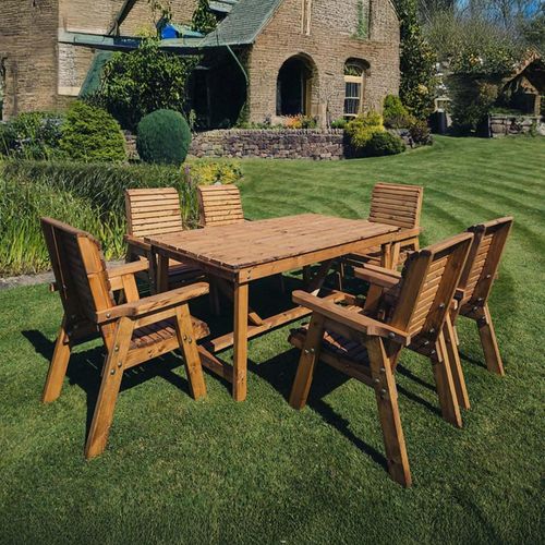 Churnet Valley Redwood Garden Table Set with 6 Chairs
