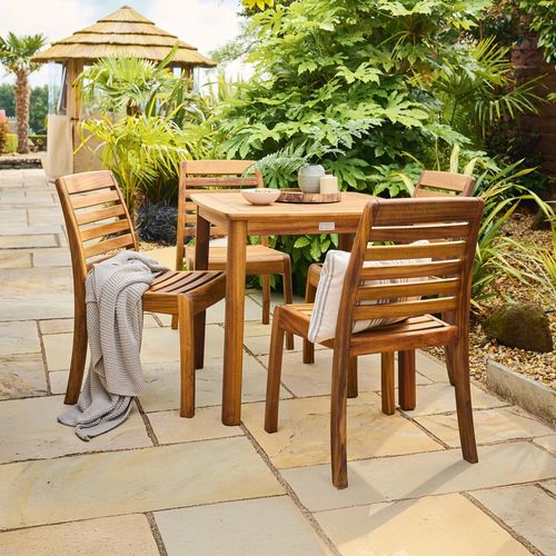 Cotswold Garden Square Dining Set - 4 Seater - 80cm - Acacia Wood - 4 Stacking Dining Chair