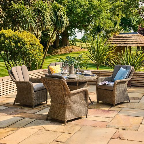 Arlington Round Dining Set - 4 Seater - 120cm - Luxury Rattan - 4 Chairs