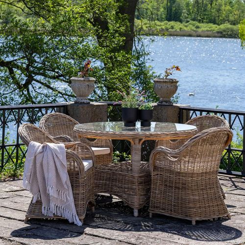 Larisa Garden Dining Set - 4 Seater - Round - Kubu Rattan