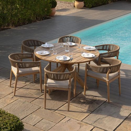Porto Round Garden Dining Set - 6 Seater - 150cm - Sandstone