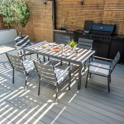 Vancouver Garden Dining Set - 6 Seater - 182cm - Dove Grey