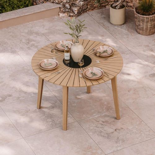 Roma Sunray Garden Round Dining Table - 120cm - 4 Seater - Granite Insert