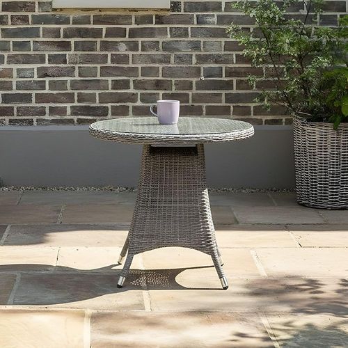 Paris Garden Bistro Table - 2 Seater - 75cm - Round - Grey - Rattan
