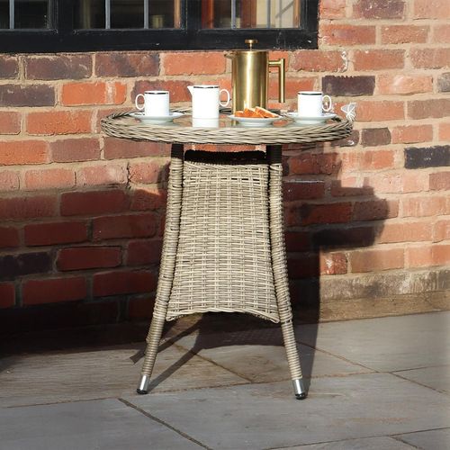 Wentworth Garden Bistro Table - 2 Seater - 70cm - Round - Beige - Rattan