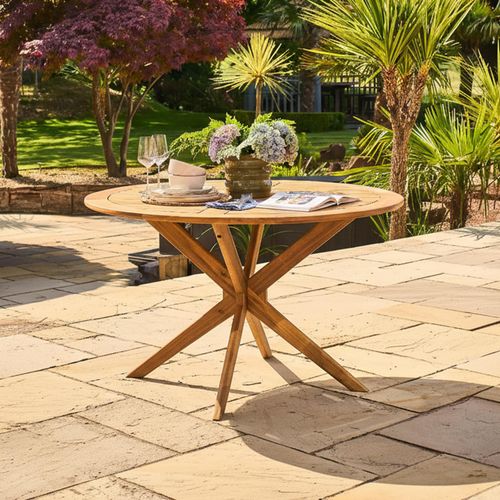 Cotswold Garden Dining Table - 4 Seater - 125cm - Round - Acacia Wood