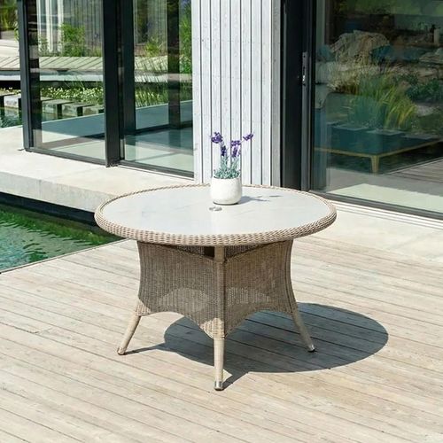 Hazelmere Round Dining Table - 4 Seater - 115cm - Garden - Natural Weave