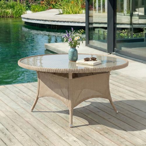 Hazelmere Round Dining Table - 4 Seater - 60cm - Garden - Natural Weave