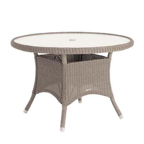 Hazelmere Round Dining Table - 4 Seater - 115cm - Garden - Grey Weave