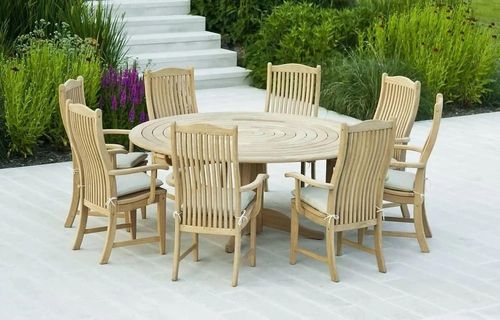 Roble Bengal Round Dining Table - 8 Seater - 175cm - Garden - Pedestal