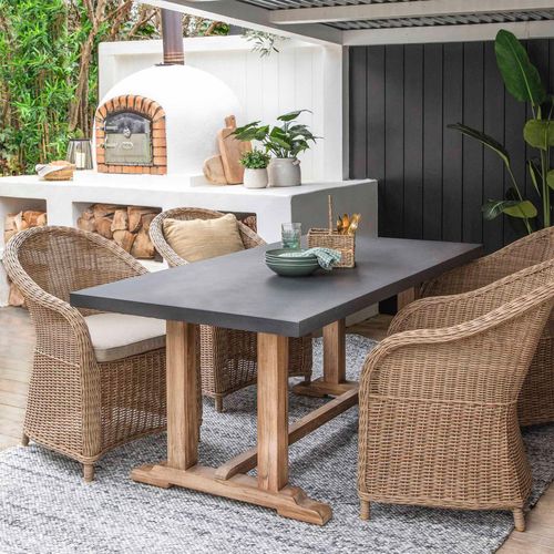 Burcot Outdoor Dining Table Small Slate Grey