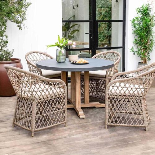 Burcot Outdoor Round Dining Table Medium Slate Grey
